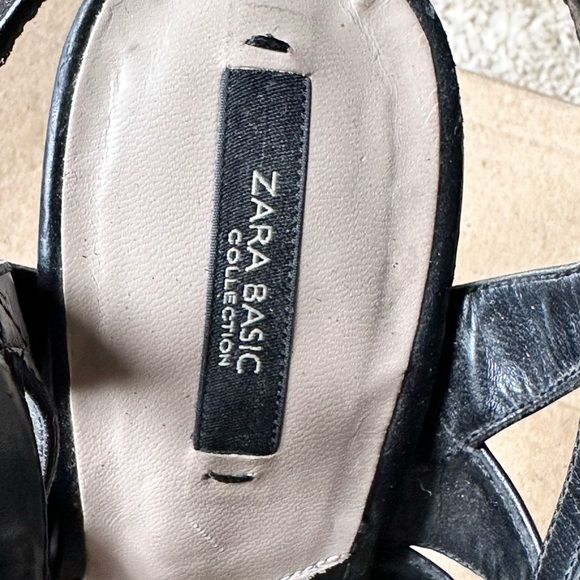 Zara Black Leather Strappy High Heel Sandals sz 8 - Picture 13 of 16